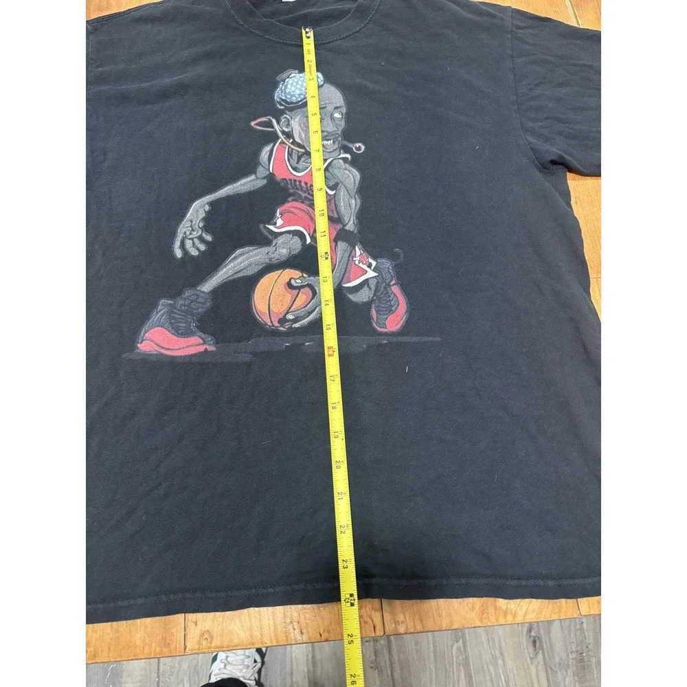 Zombie michael jordan T-Shirt Men's Black Graphic Tee Short Sleeve Crew
